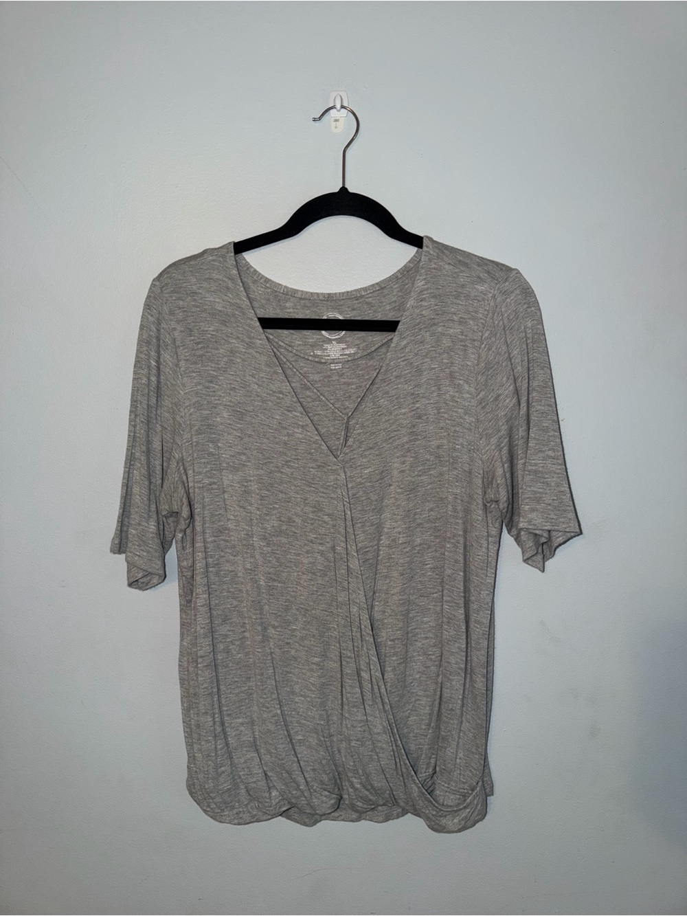 Lightweight Heather Gray Short Sleeve Wrap-Style Tee